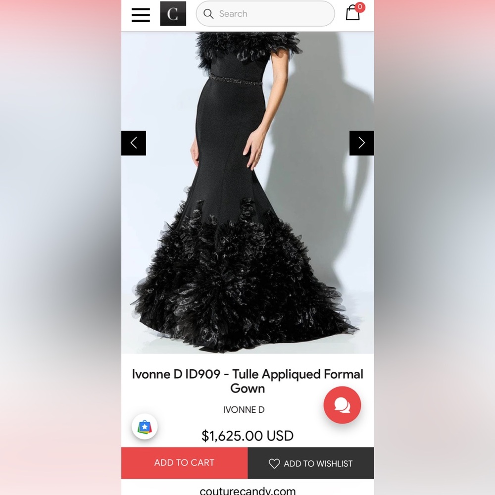 Ivonne D from Montage Collection - Gorgeous Black Tulle Appliqued Formal Gown